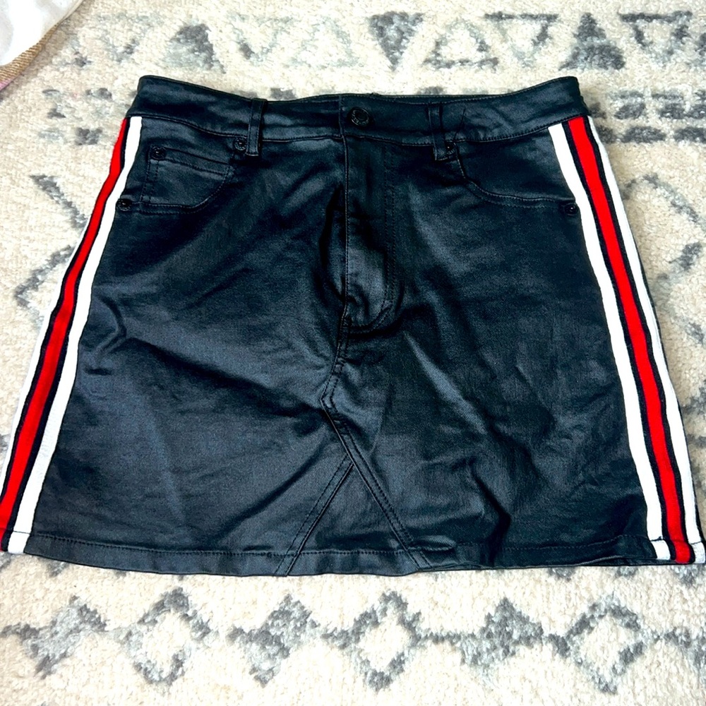 Black skirt with red and white stripe